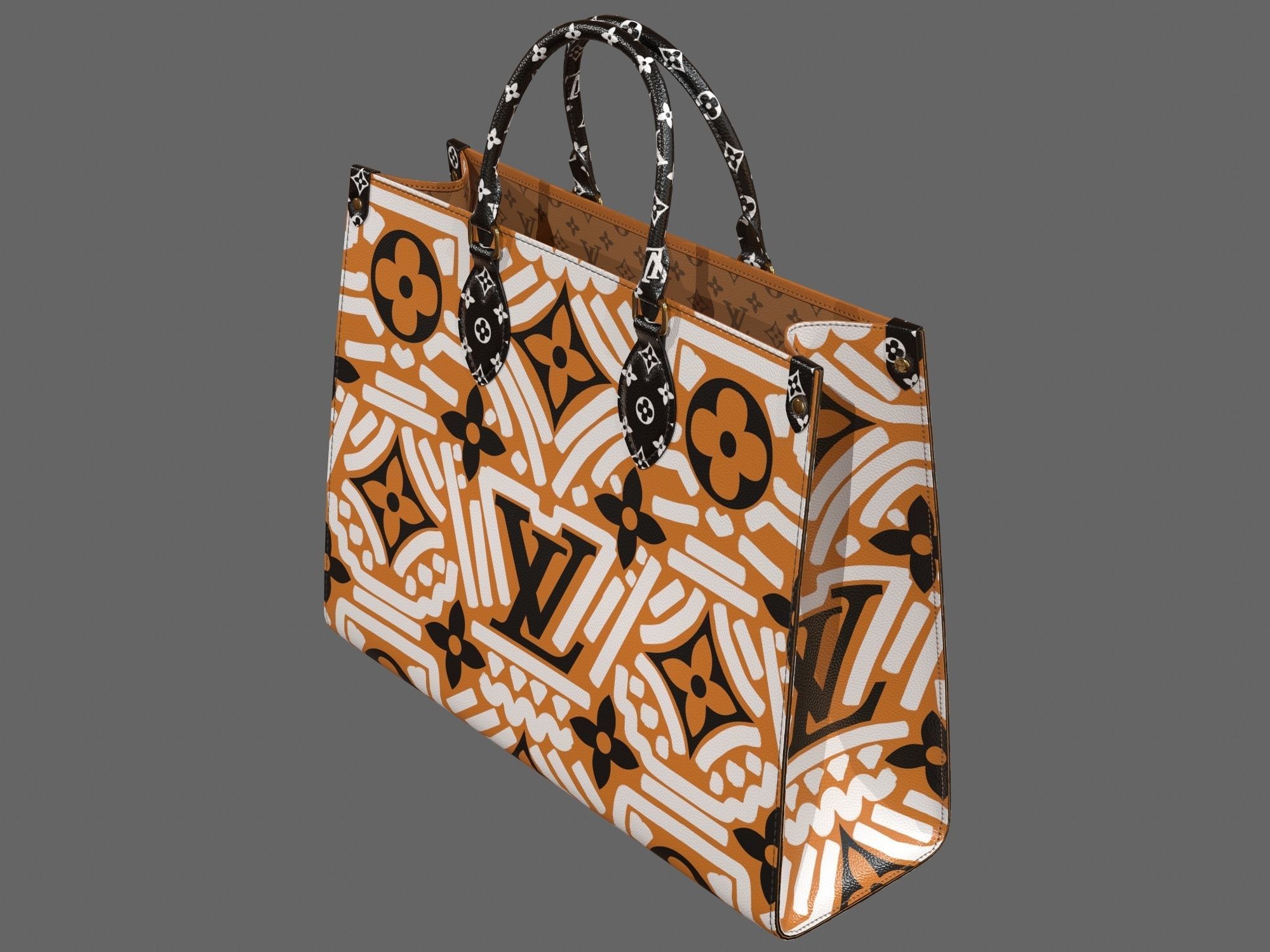 Louis Vuitton Bag Onthego Crafty Cream Caramel Low-poly 3D model_1