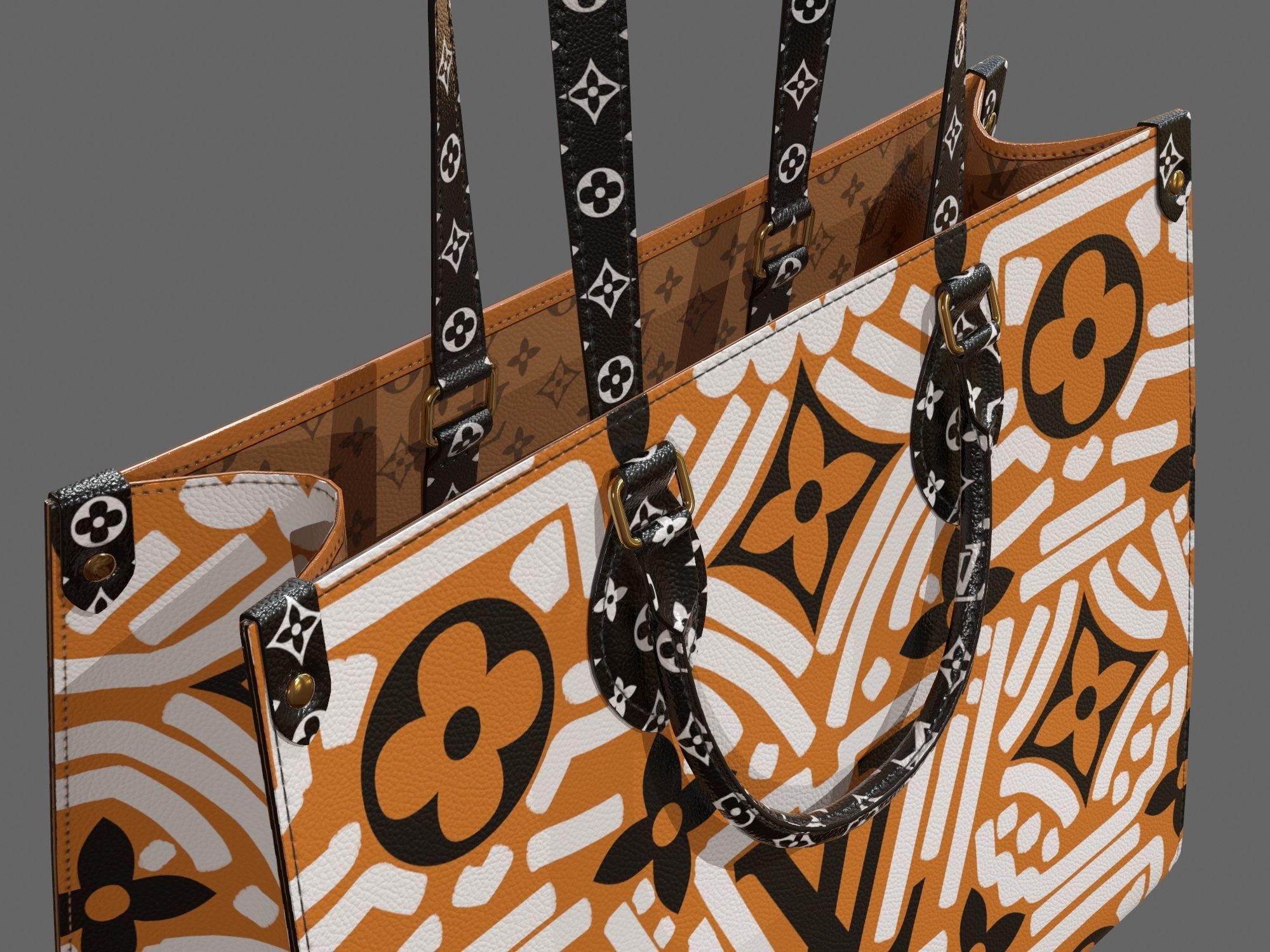 Louis Vuitton Bag Onthego Crafty Cream Caramel Low-poly 3D model_5