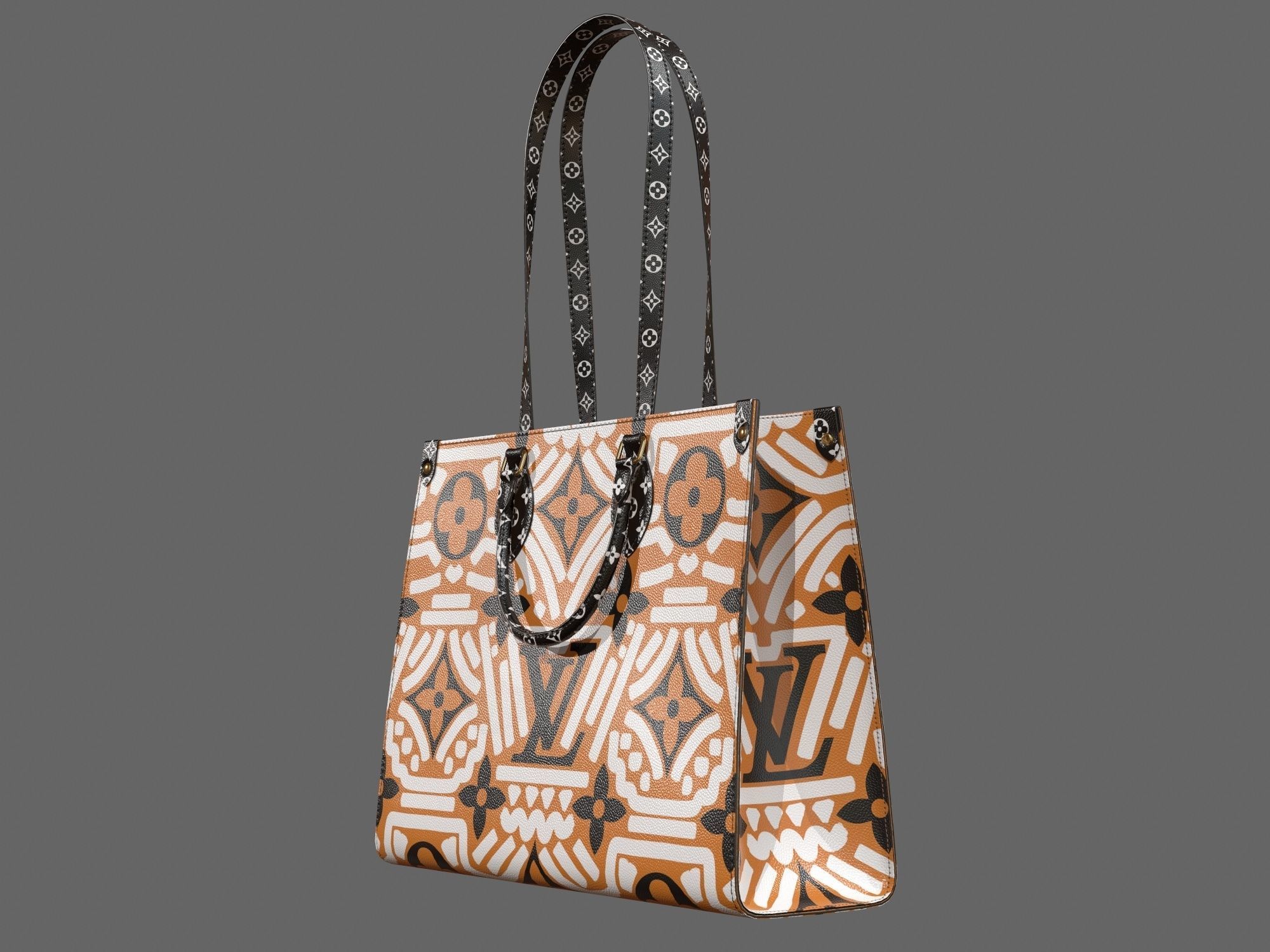 Louis Vuitton Bag Onthego Crafty Cream Caramel Low-poly 3D model_7