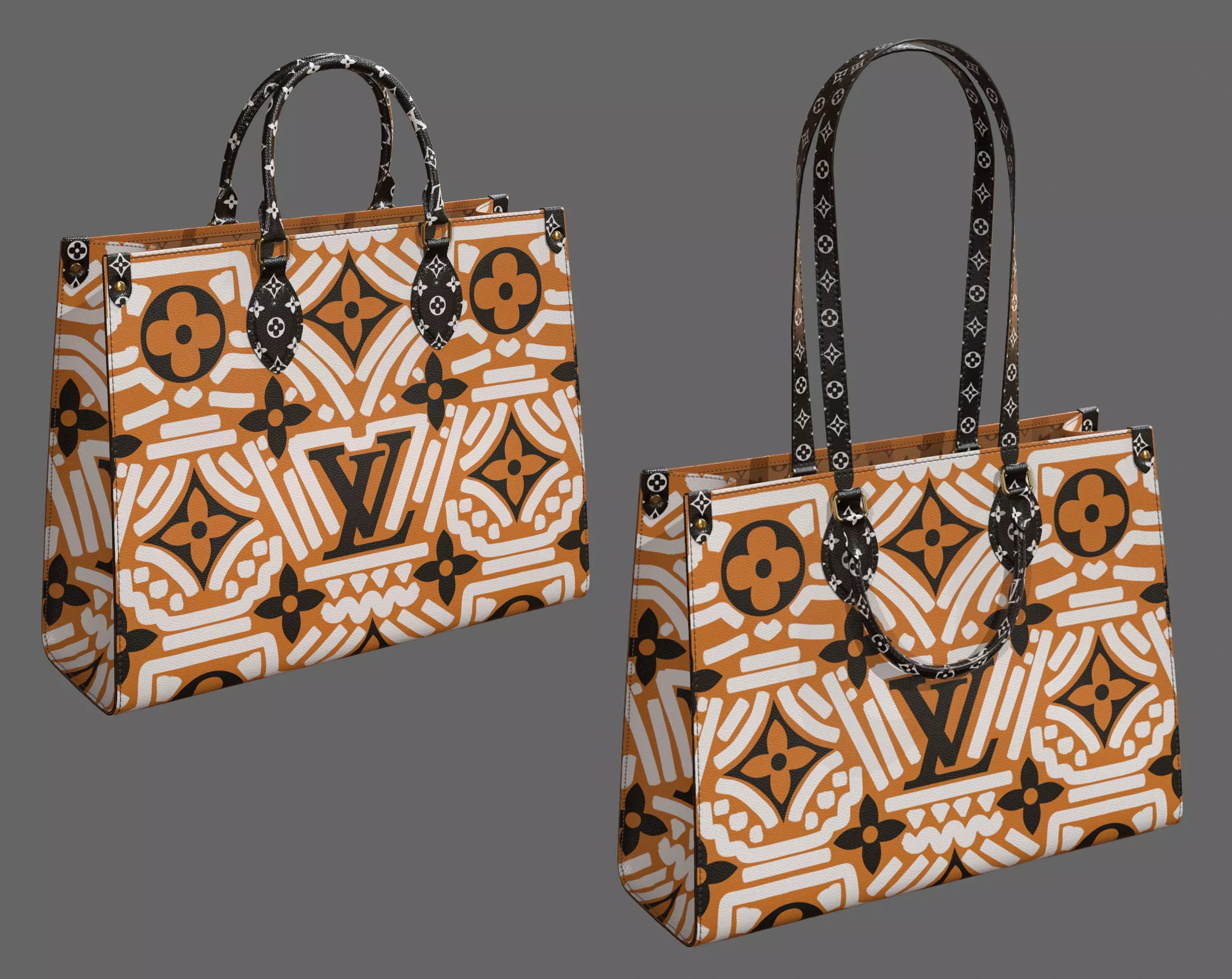 Louis Vuitton Bag Onthego Crafty Cream Caramel Low-poly 3D model_0