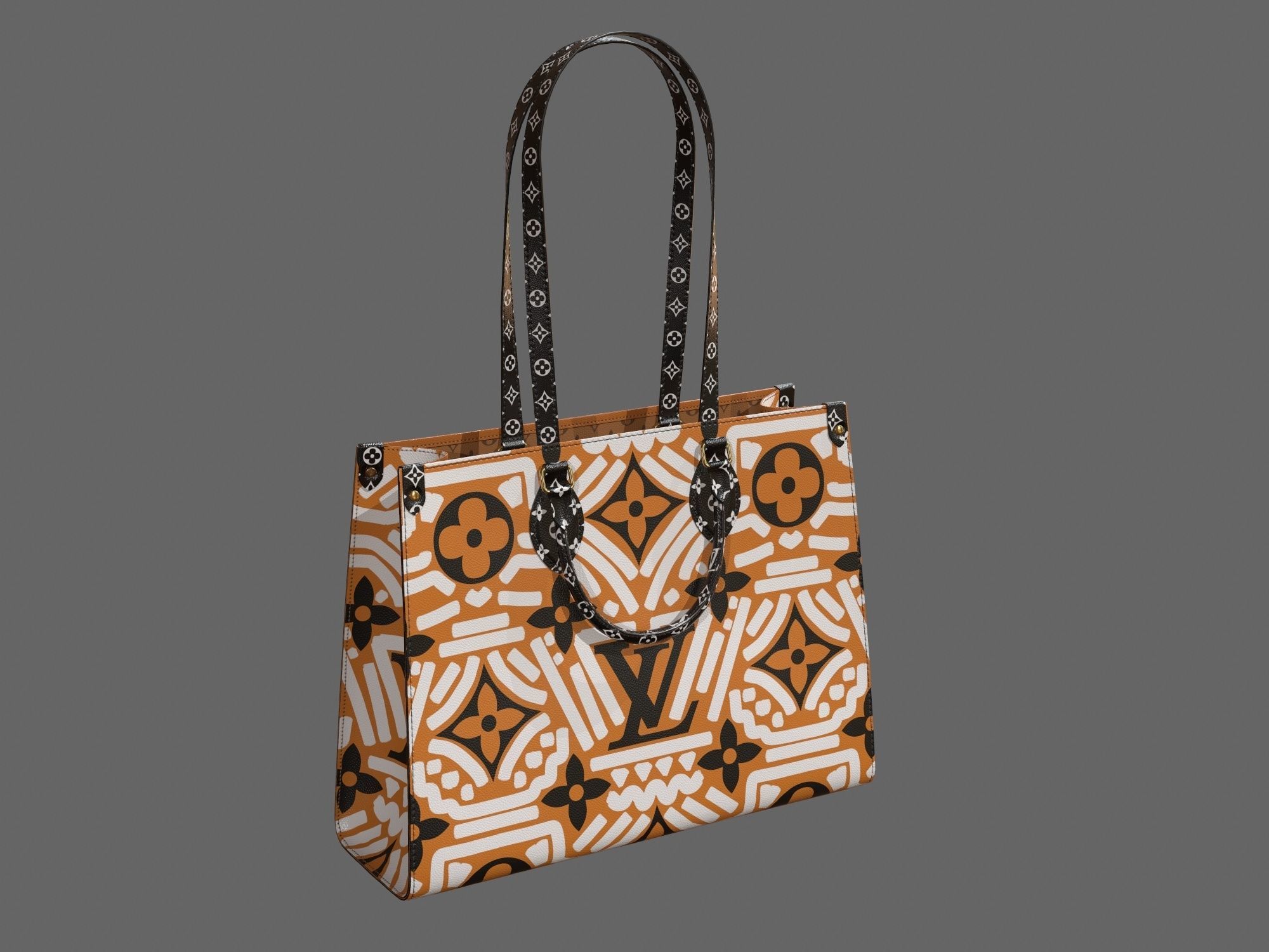 Louis Vuitton Bag Onthego Crafty Cream Caramel Low-poly 3D model_3