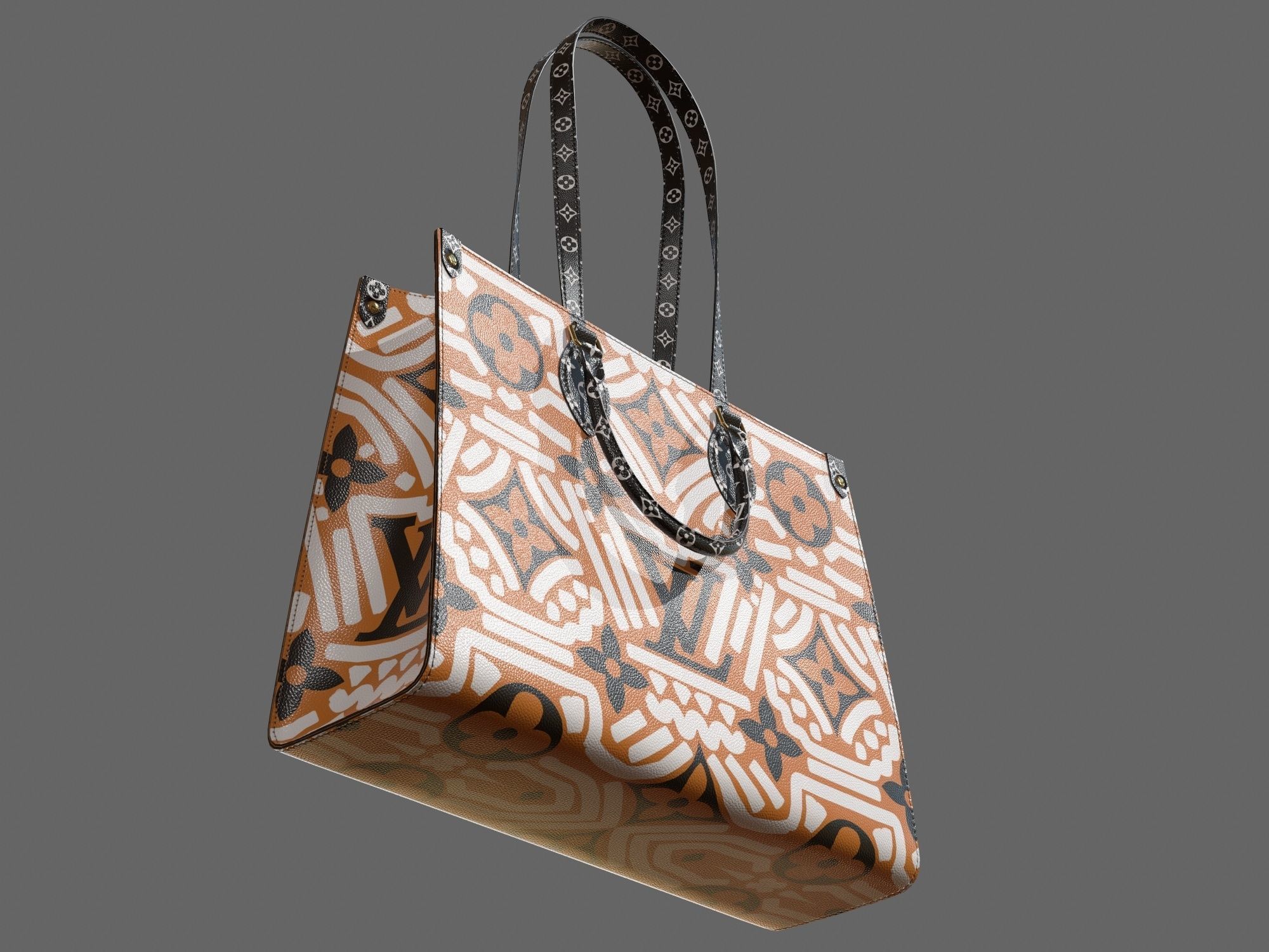 Louis Vuitton Bag Onthego Crafty Cream Caramel Low-poly 3D model_8