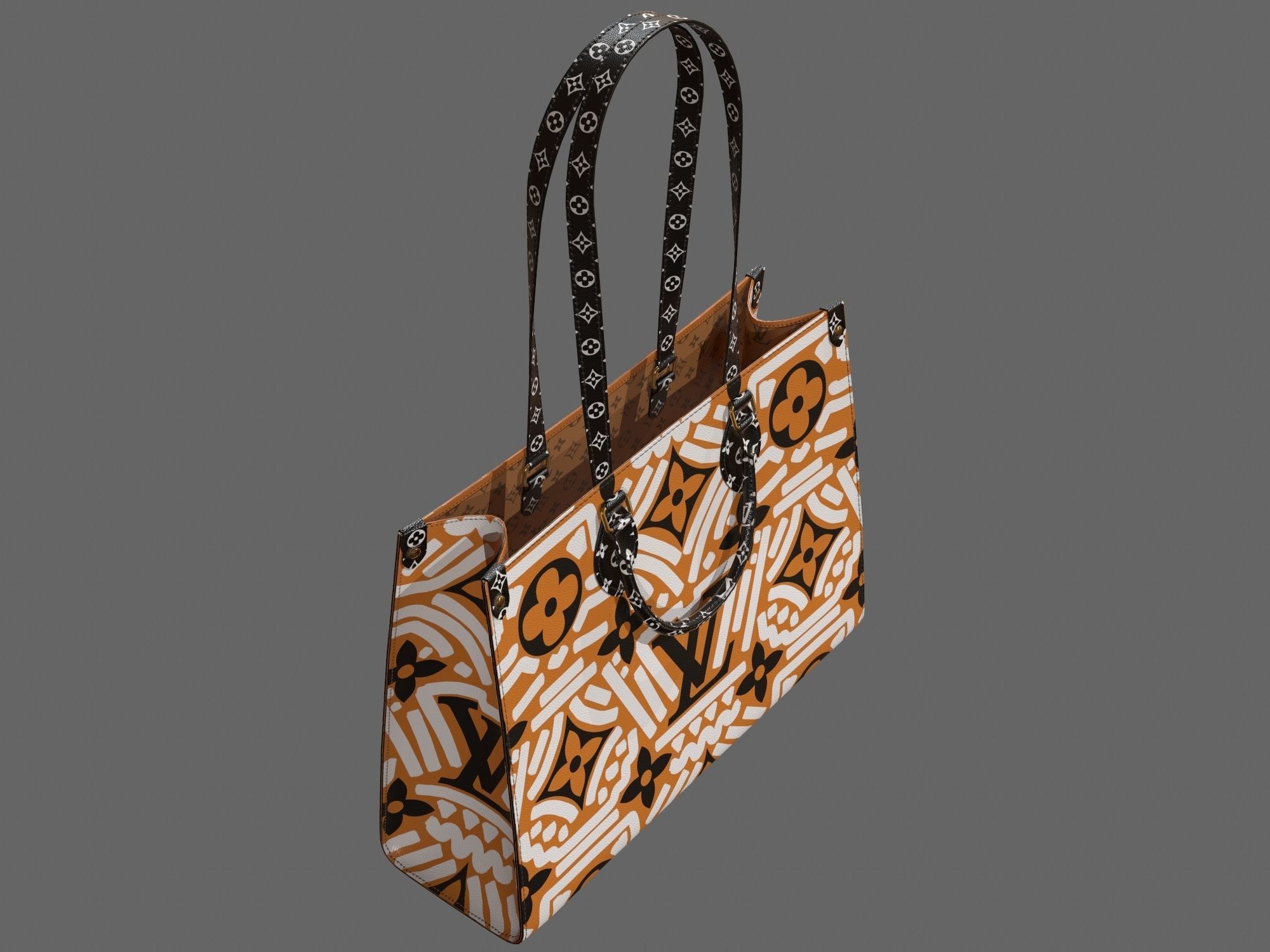 Louis Vuitton Bag Onthego Crafty Cream Caramel Low-poly 3D model_4