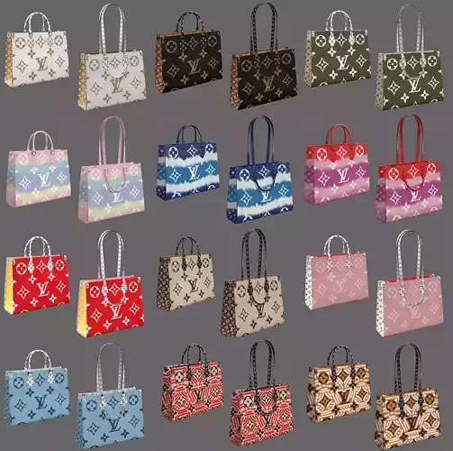Louis Vuitton Onthego 12 Bags 3D Model Collection