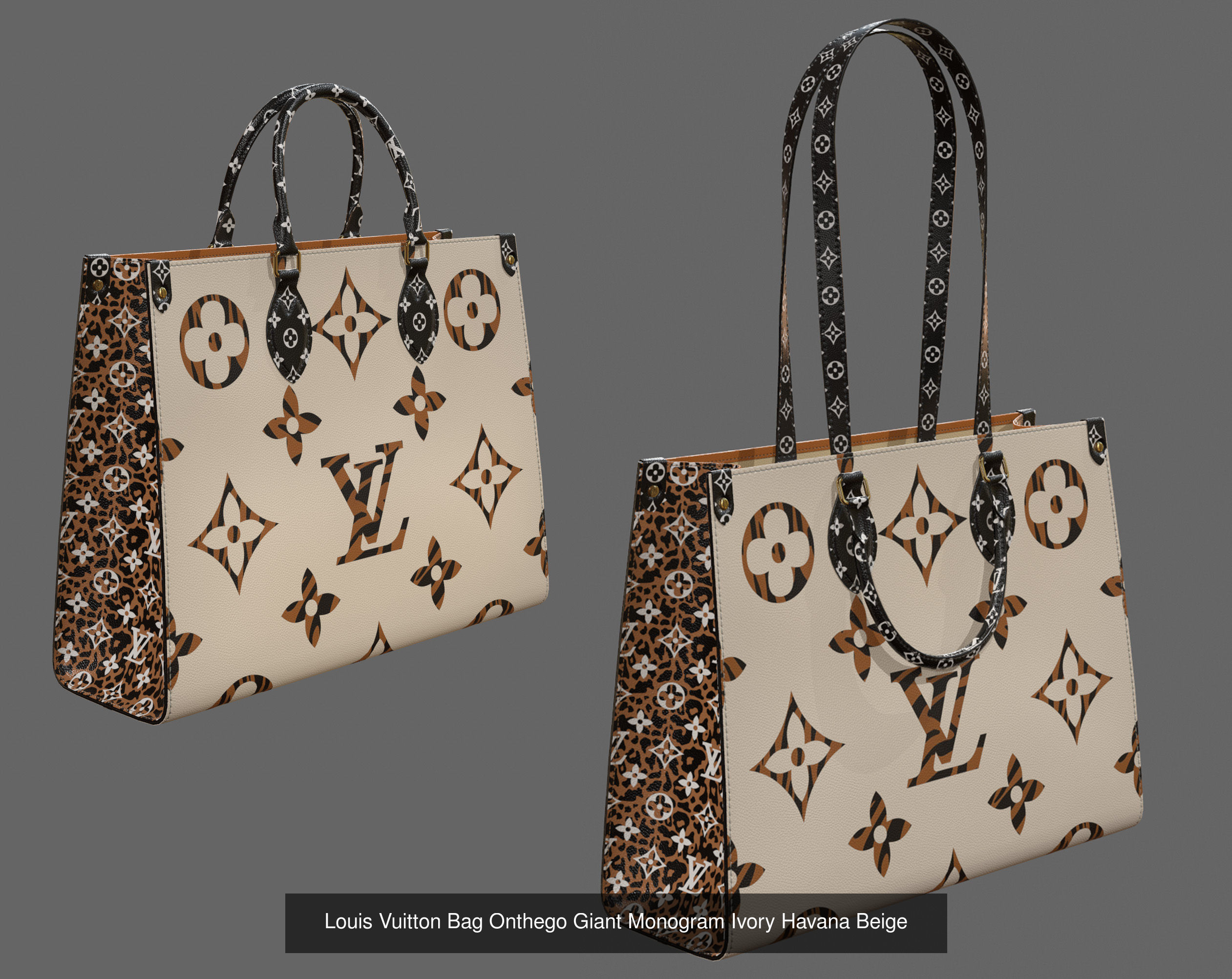 Louis Vuitton Onthego 12 Bags 3D Model Collection_4