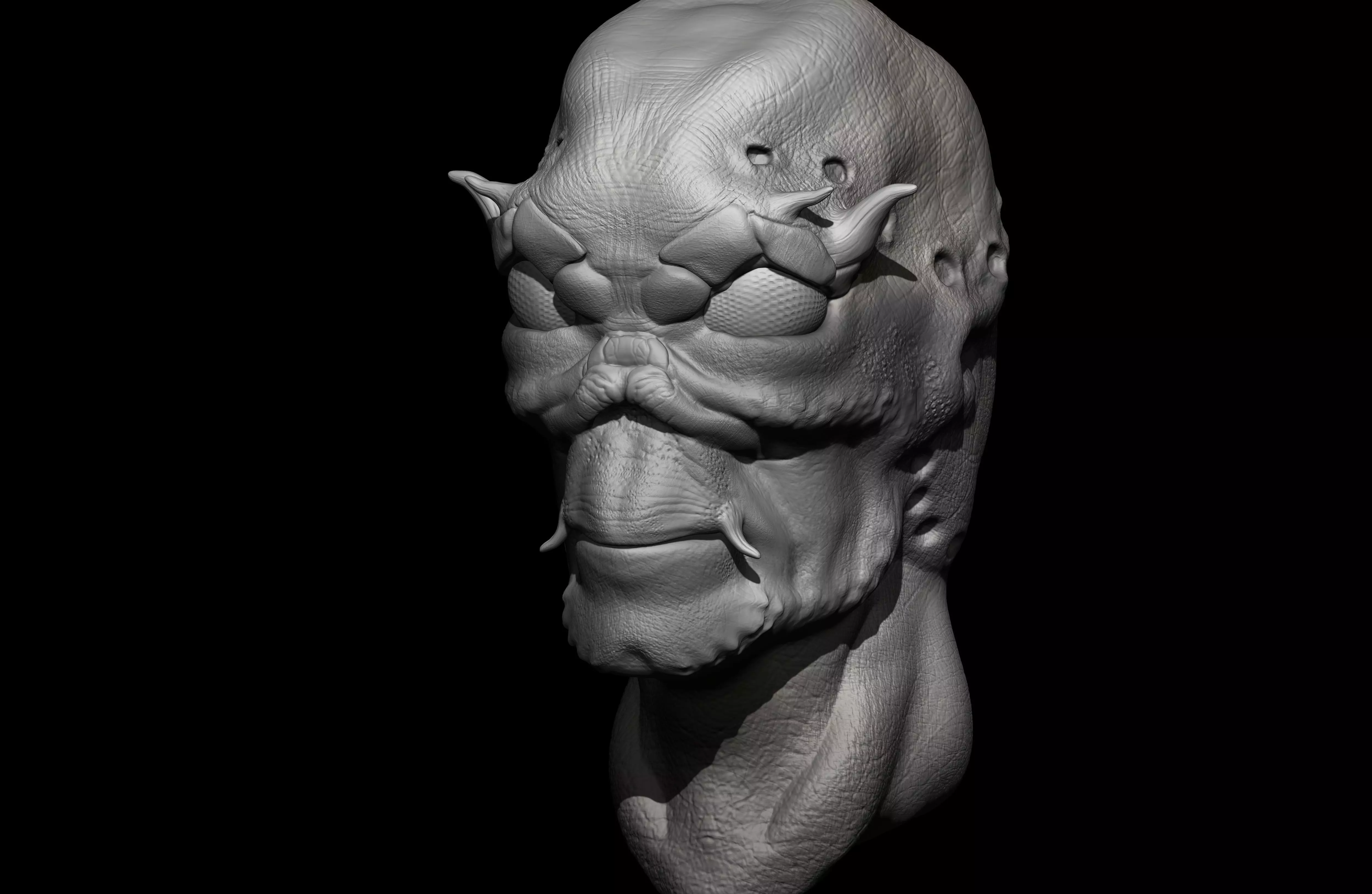 Alien head 3D print model_0