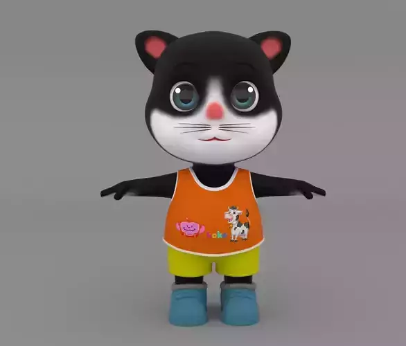 Cat cartoon rigg Low-poly 3D model