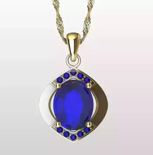 Oval Deamond Halo Pendant