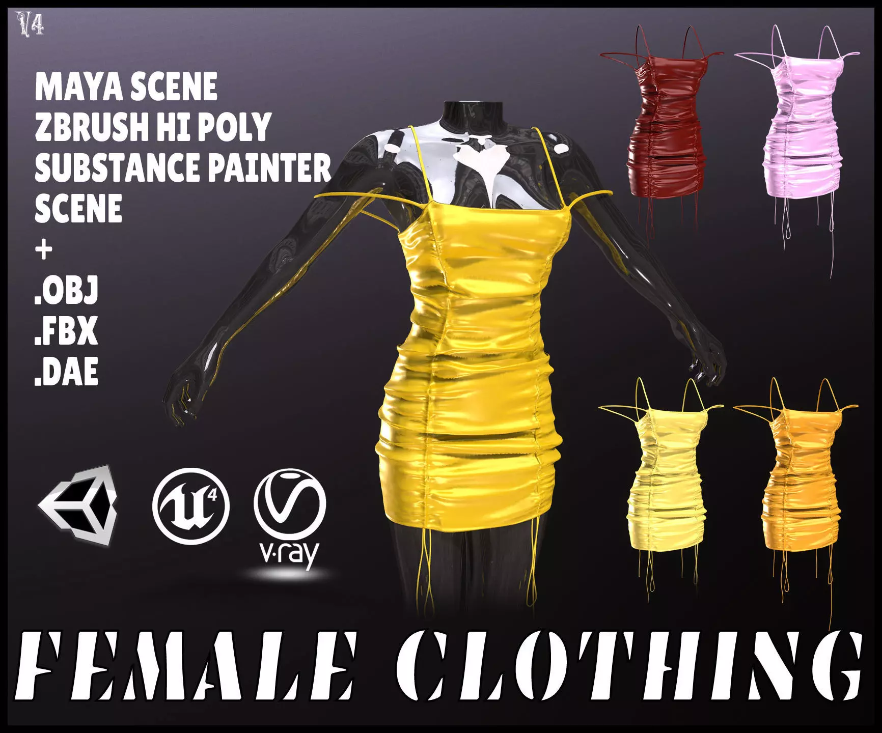 Female Clothing Low-poly 3D model_0