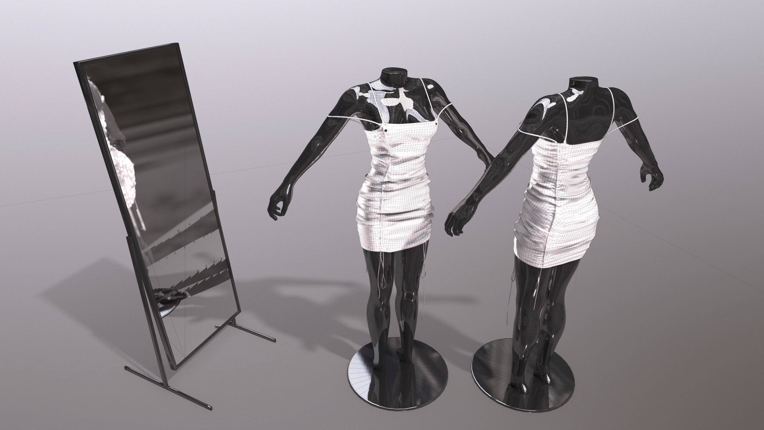 Female Clothing Low-poly 3D model_4