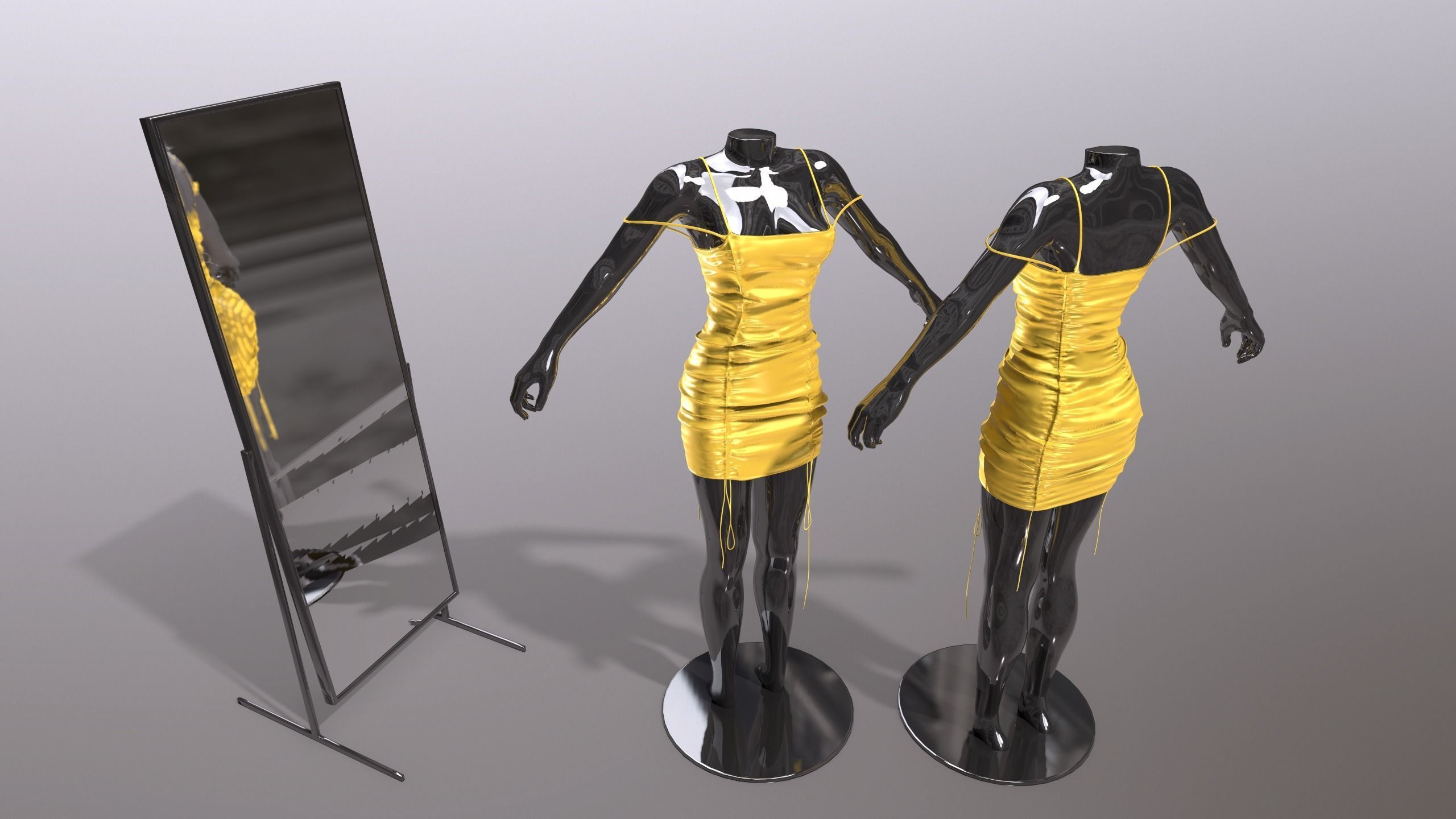 Female Clothing Low-poly 3D model_3