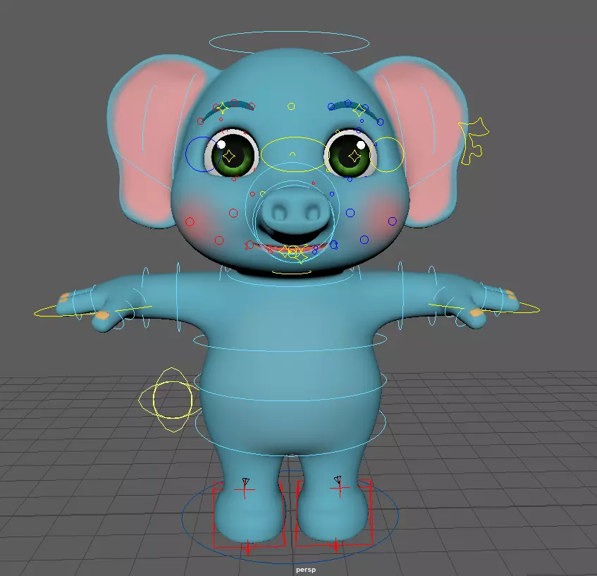 elephant cartoon rigg 3D model