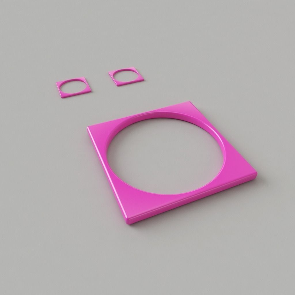 Bangle-Earrings ring with two squares 3D print model_0