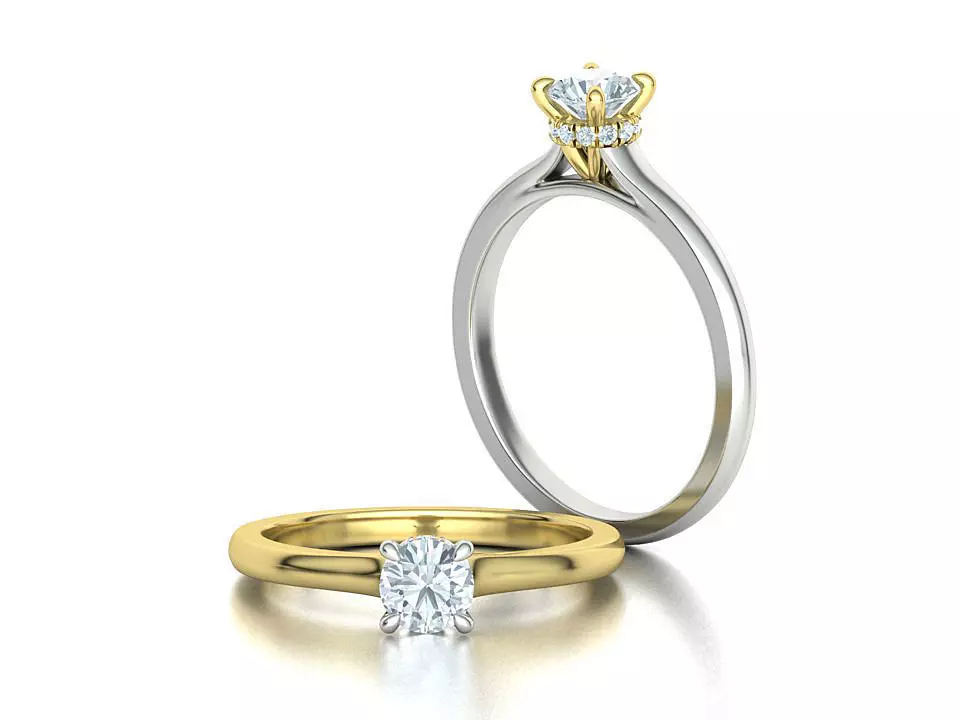 Classic Engagement ring Two Tone design 3dmodel 3D print model_0