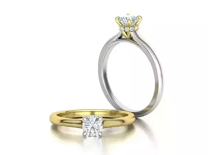 Classic Engagement ring Two Tone design 3dmodel 3D print model