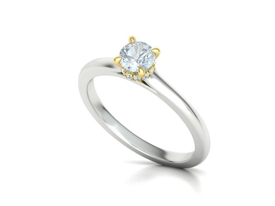 Classic Engagement ring Two Tone design 3dmodel 3D print model_12
