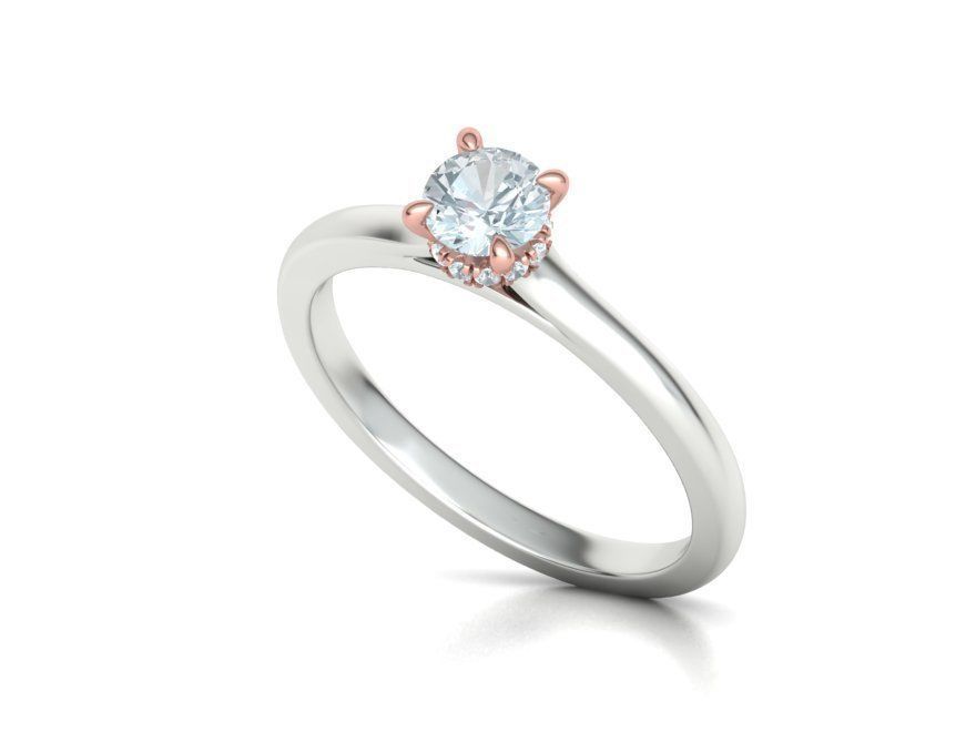 Classic Engagement ring Two Tone design 3dmodel 3D print model_13