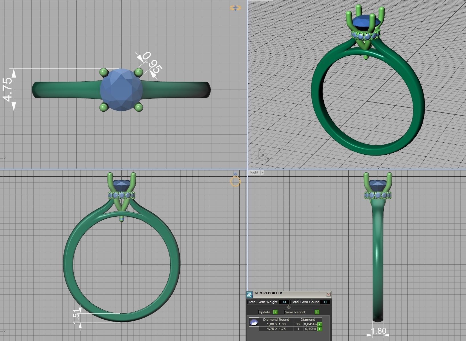 Classic Engagement ring Two Tone design 3dmodel 3D print model_9