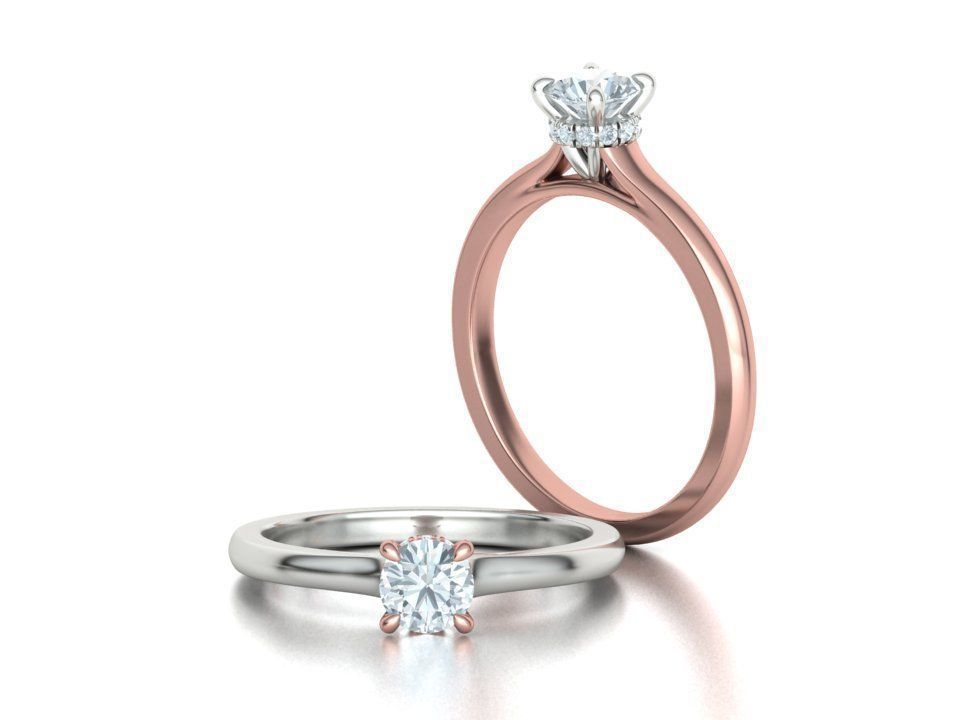 Classic Engagement ring Two Tone design 3dmodel 3D print model_1