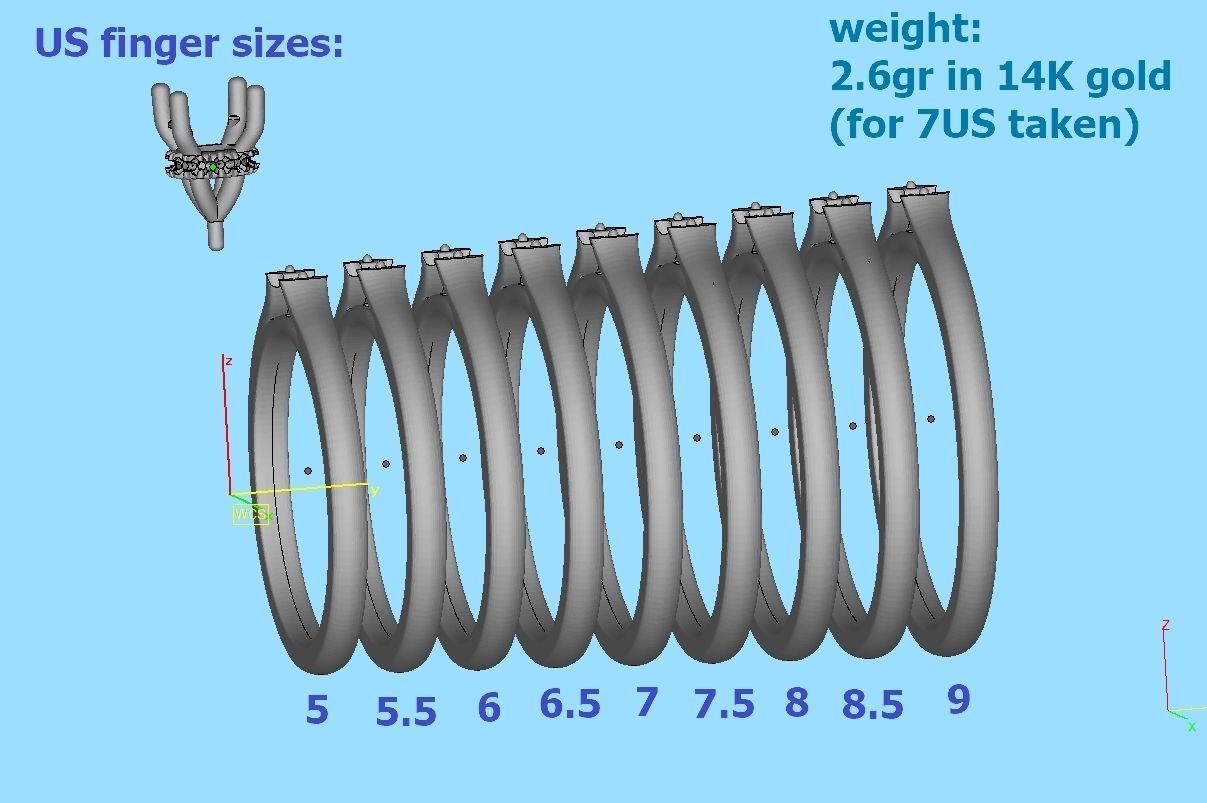 Classic Engagement ring Two Tone design 3dmodel 3D print model_10
