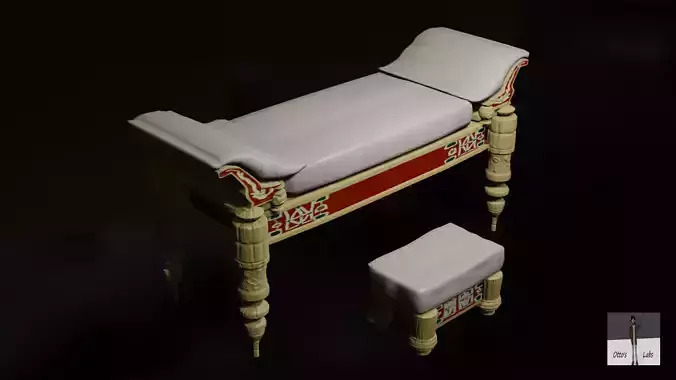 Decorated ancient Roman bed