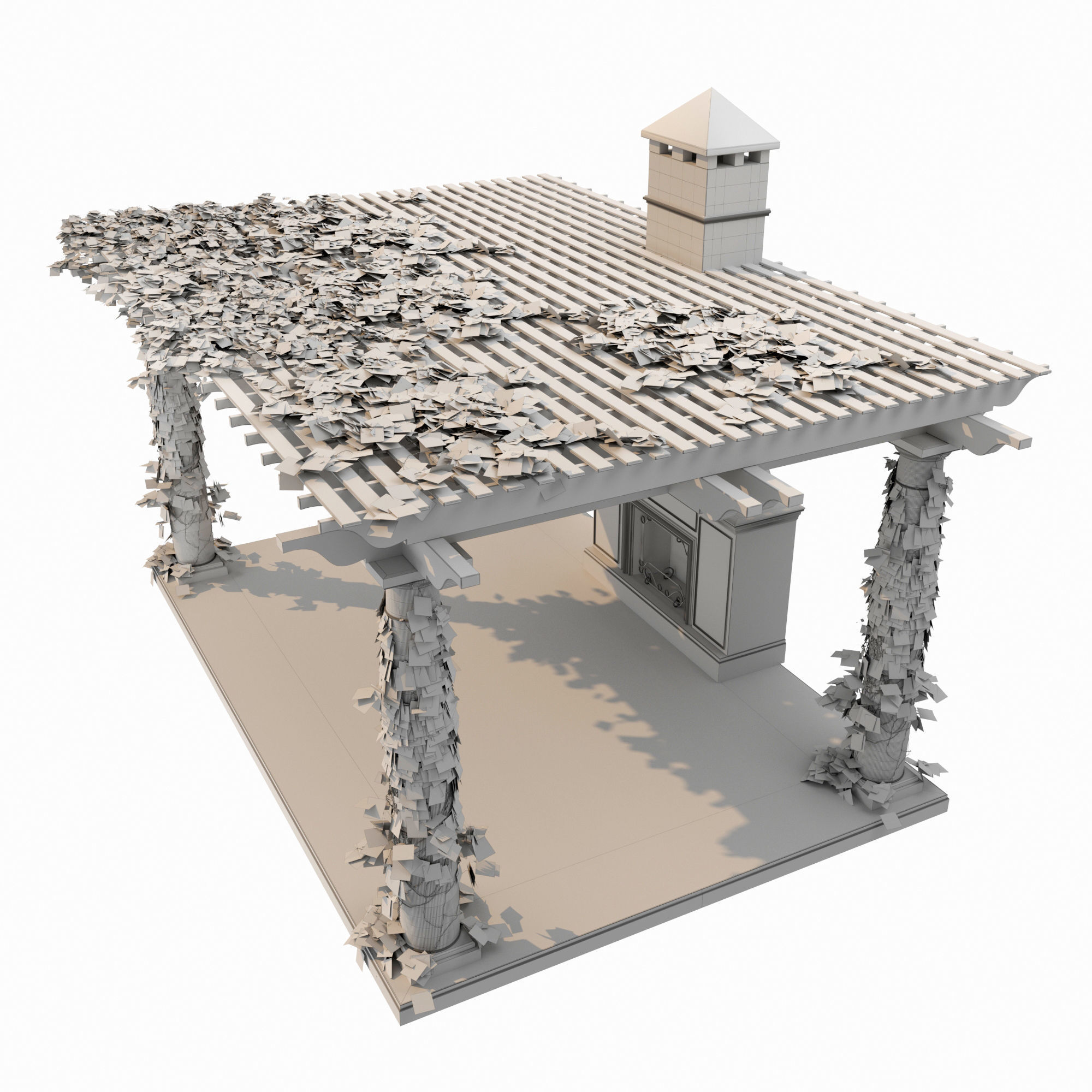 Pergola lego structure with roof 3D model_10