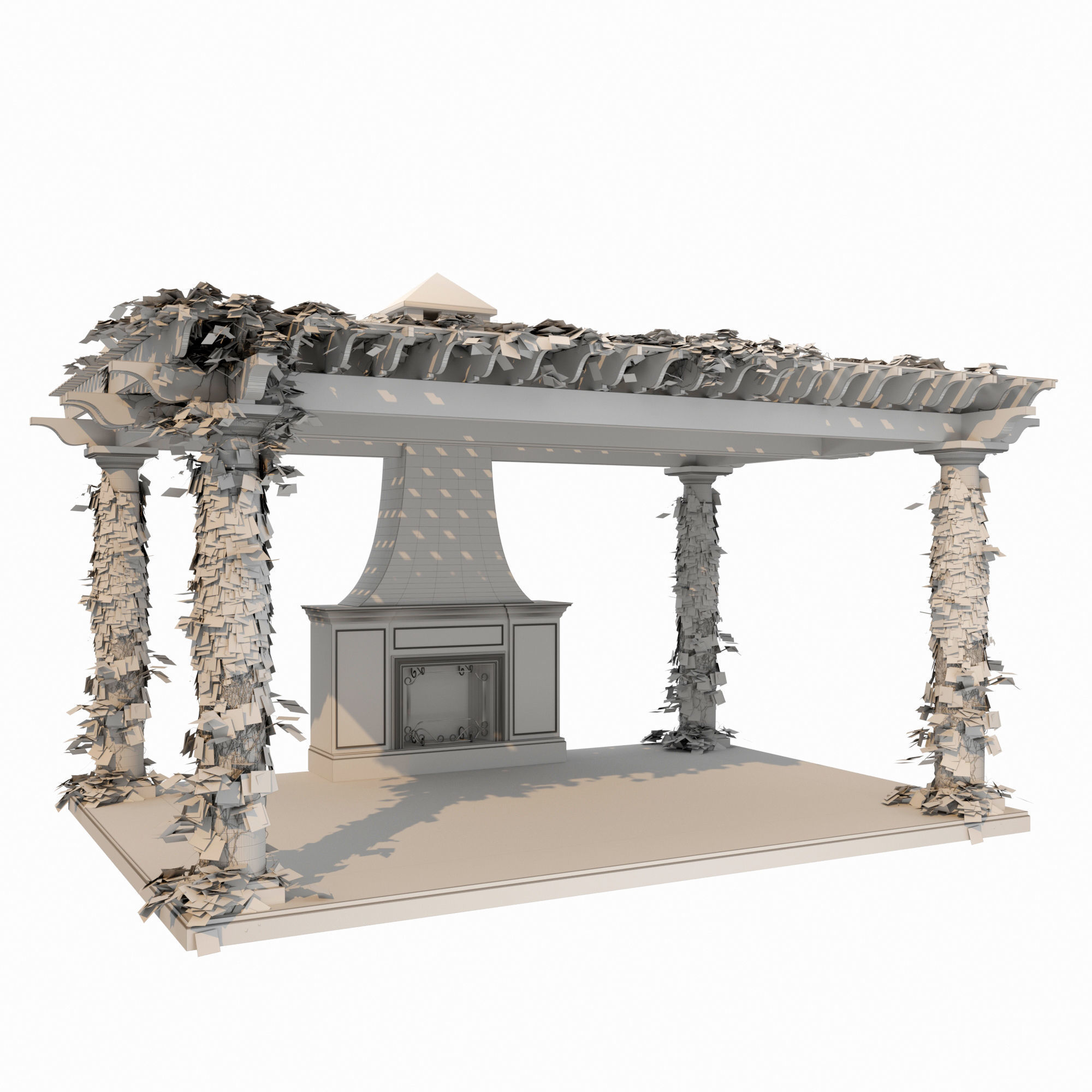 Pergola lego structure with roof 3D model_11