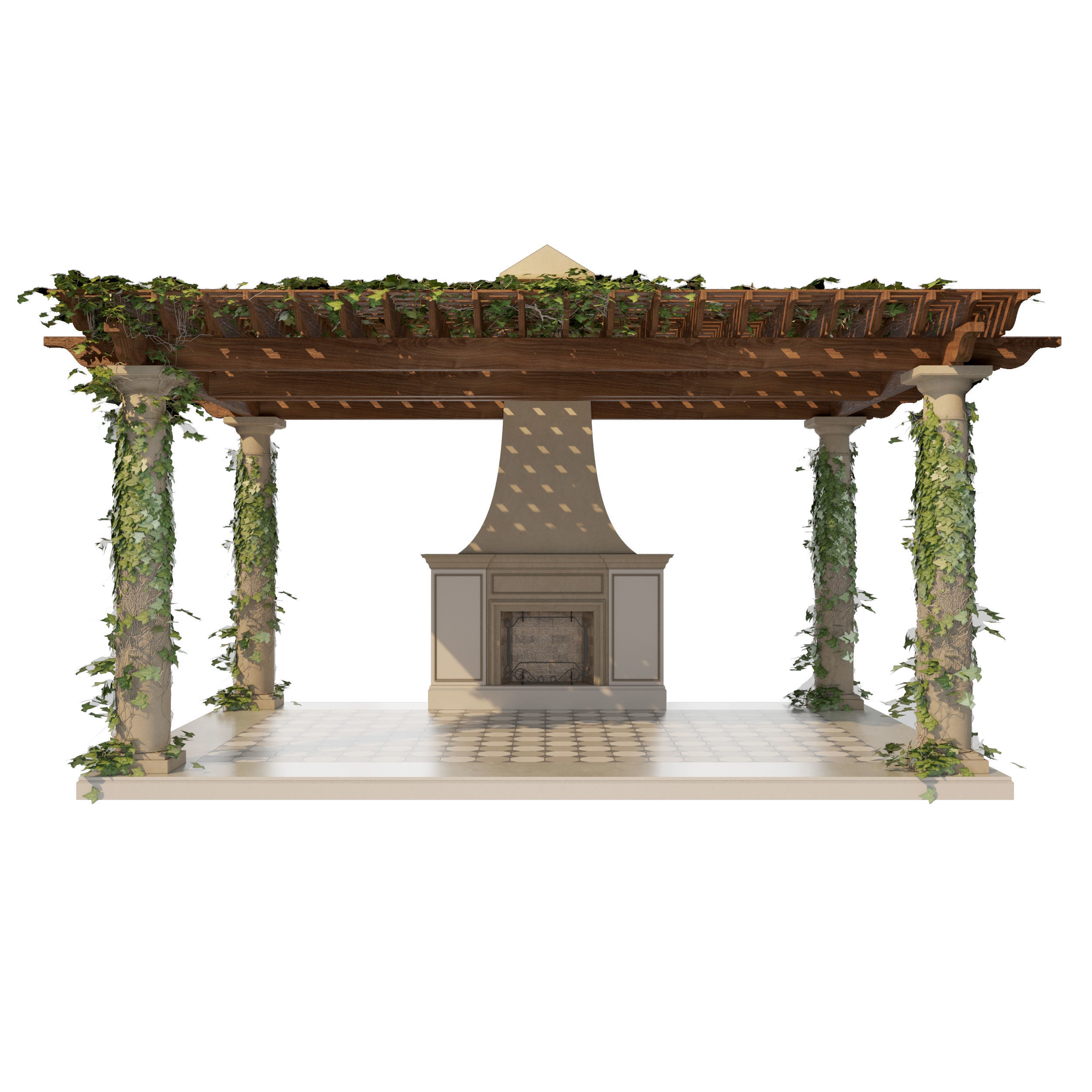 Pergola lego structure with roof 3D model_8