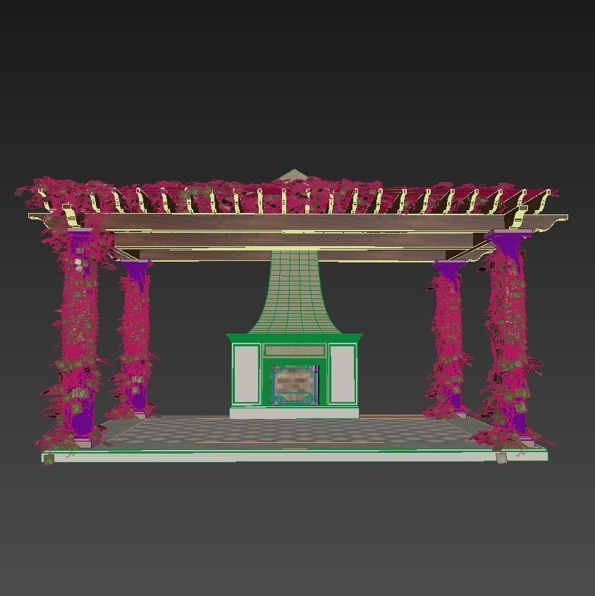 Pergola lego structure with roof 3D model_3