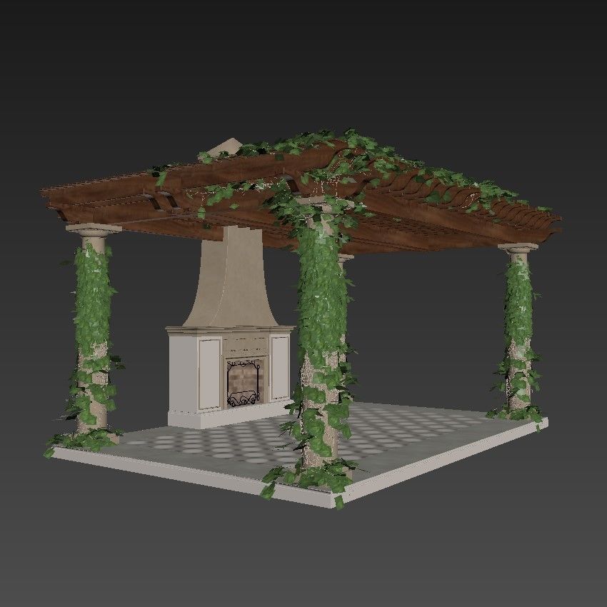 Pergola lego structure with roof 3D model_13