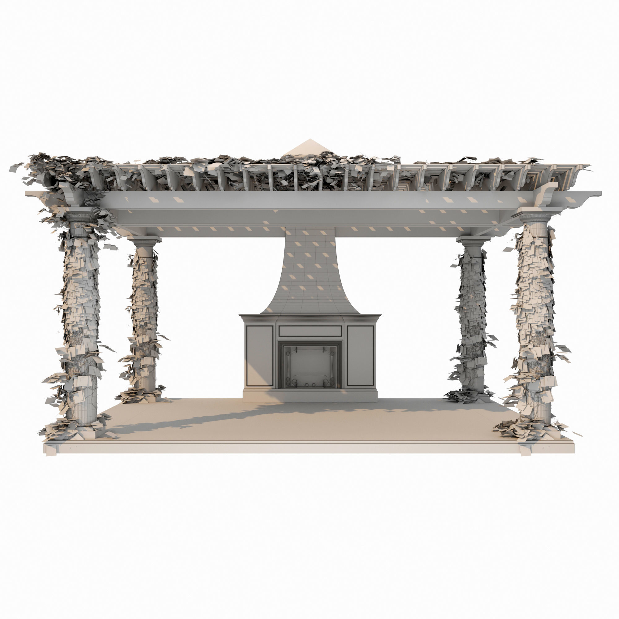 Pergola lego structure with roof 3D model_12