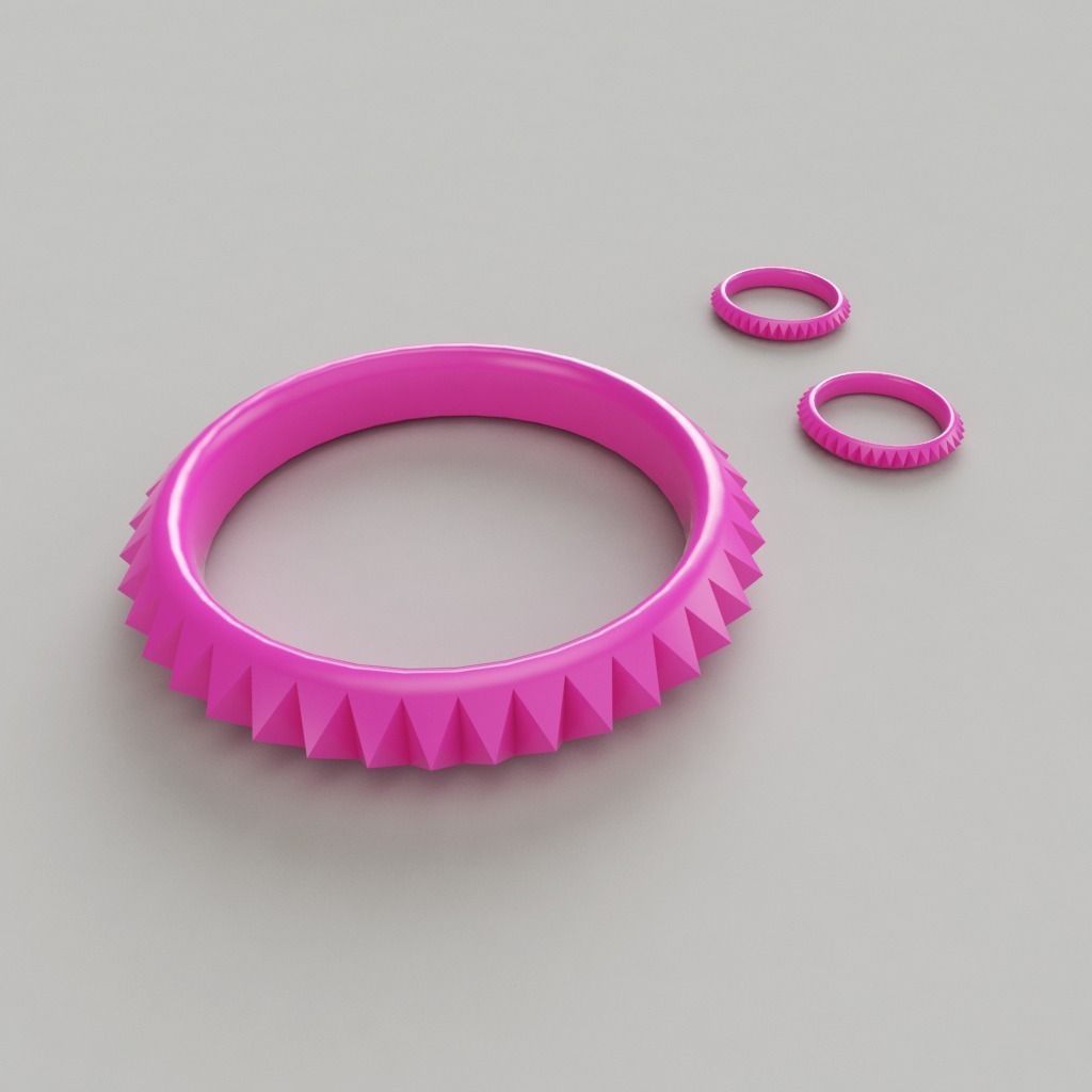 Bangle-Earrings ring with spikes 3D print model_0