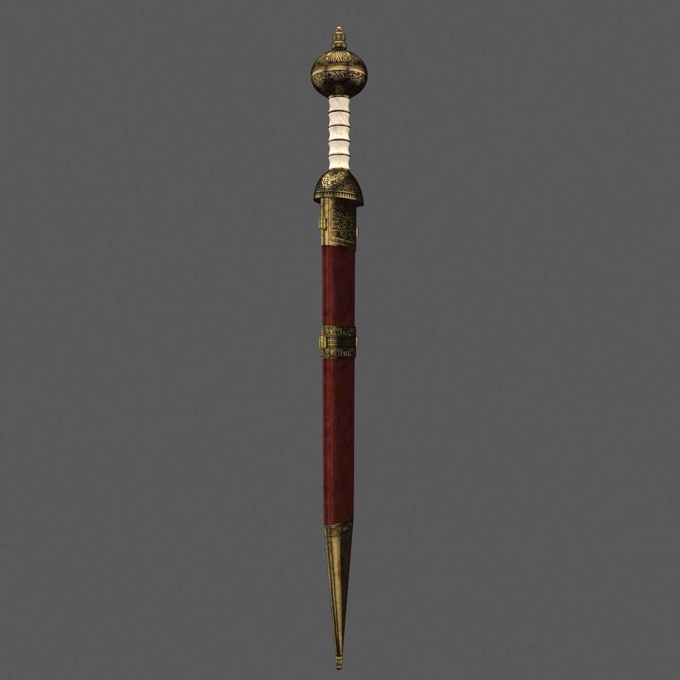 Roman sword with scabbard Low-poly 3D model_19