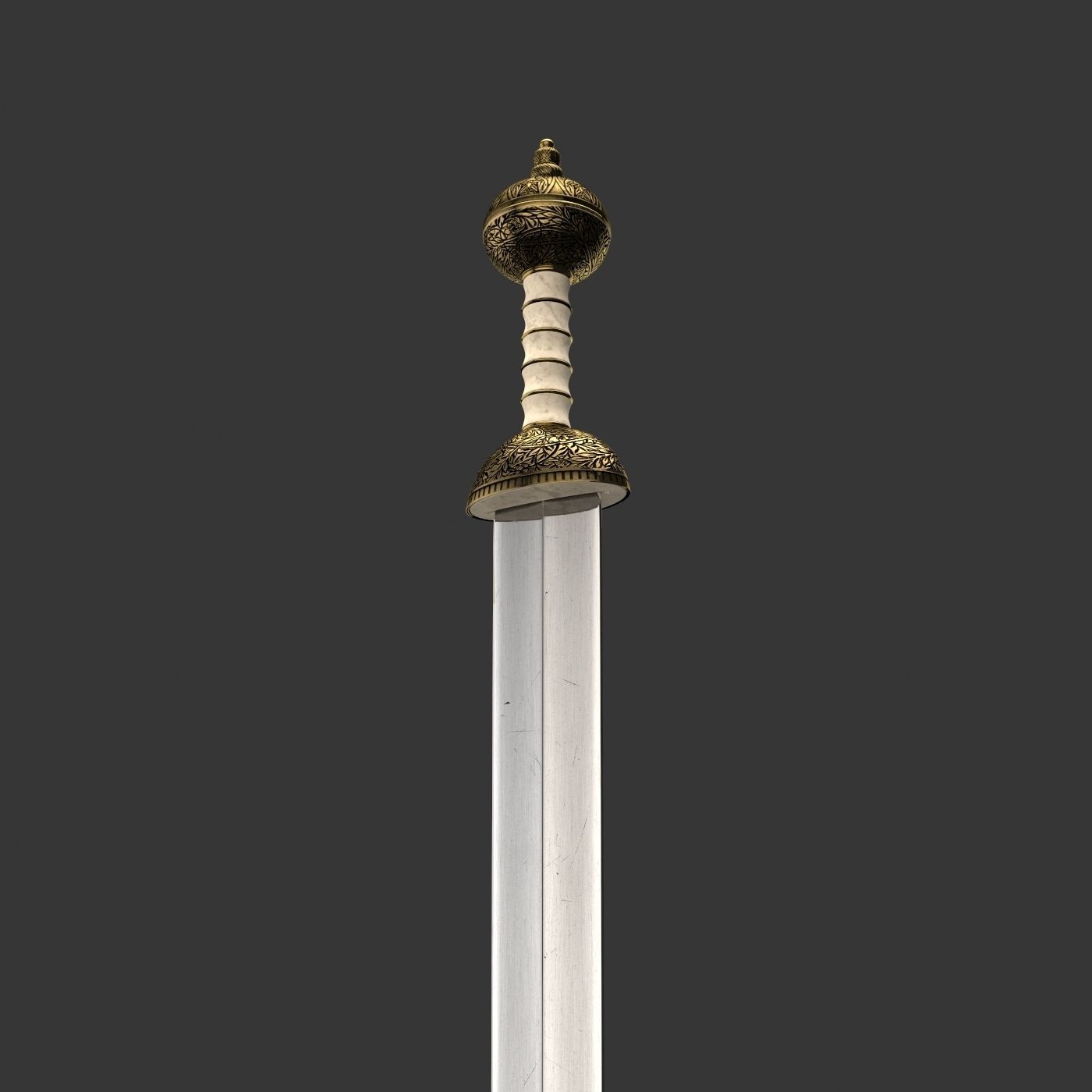 Roman sword with scabbard Low-poly 3D model_38