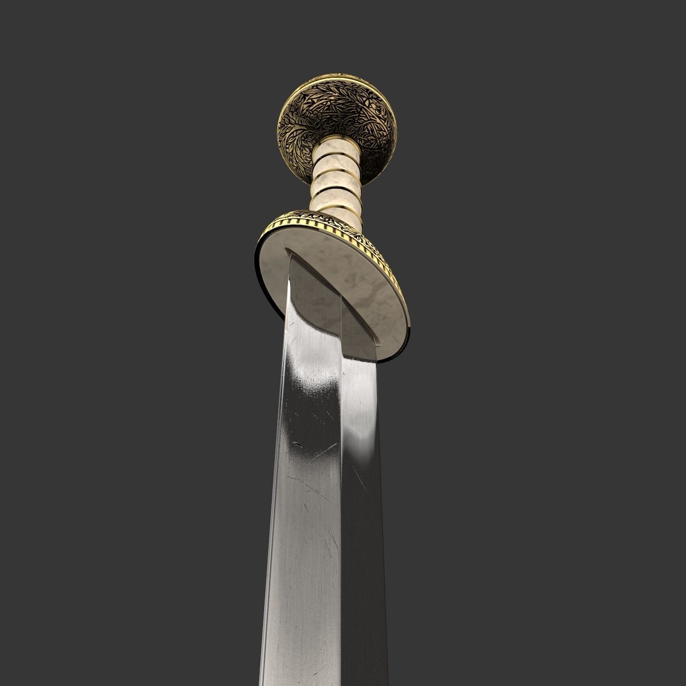 Roman sword with scabbard Low-poly 3D model_36