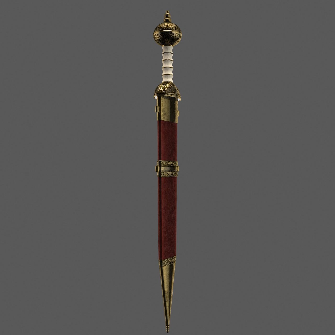 Roman sword with scabbard Low-poly 3D model_9