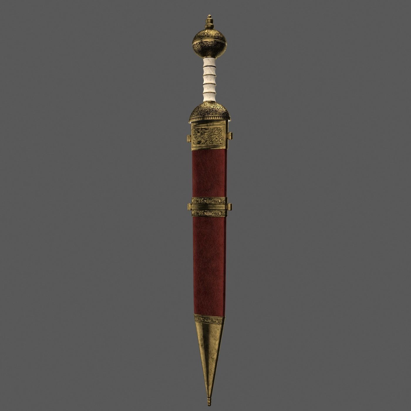 Roman sword with scabbard Low-poly 3D model_23