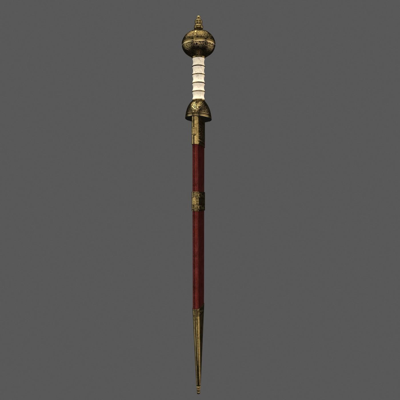 Roman sword with scabbard Low-poly 3D model_18