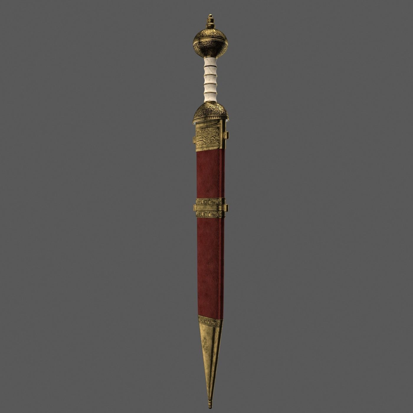 Roman sword with scabbard Low-poly 3D model_3