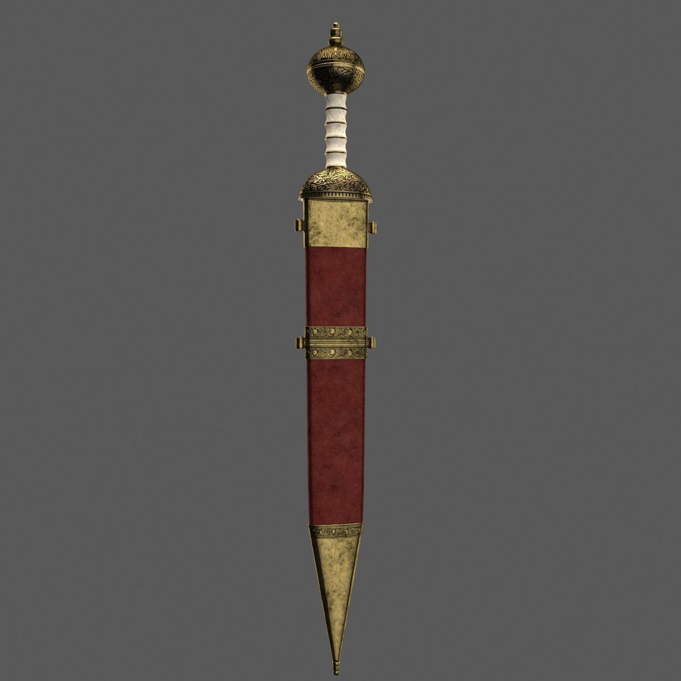 Roman sword with scabbard Low-poly 3D model_13