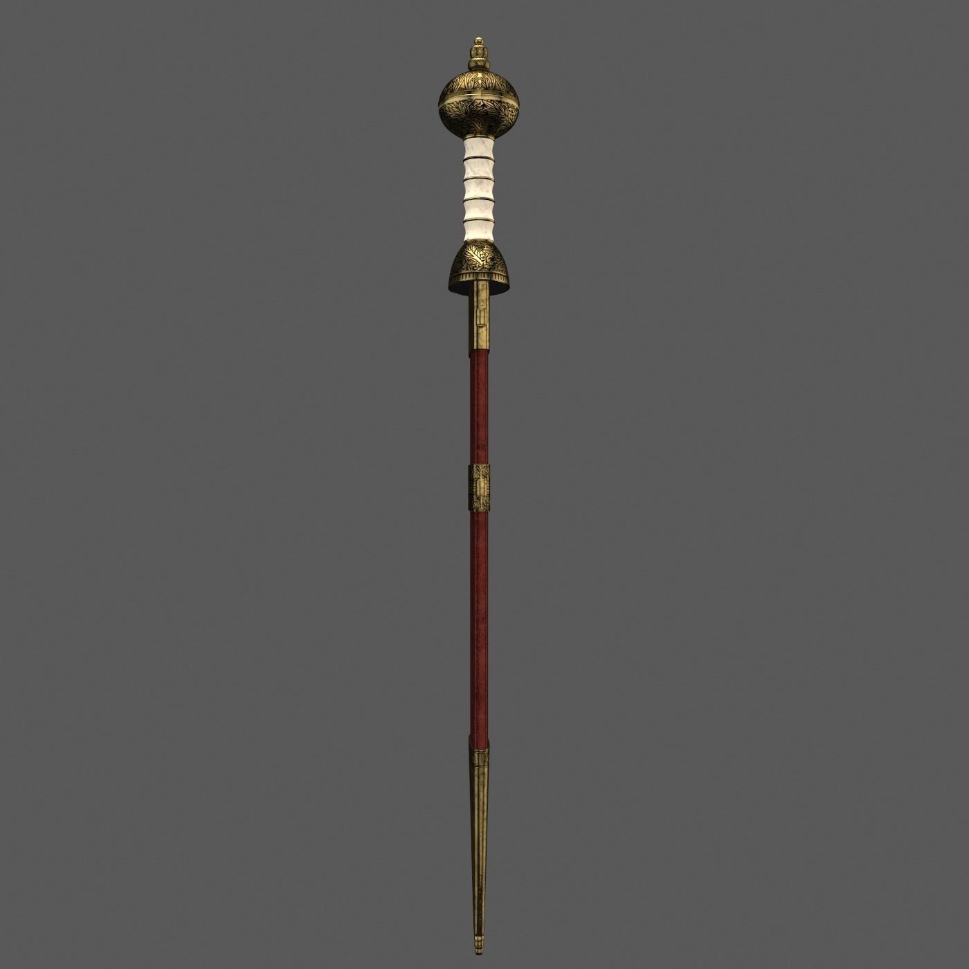 Roman sword with scabbard Low-poly 3D model_17