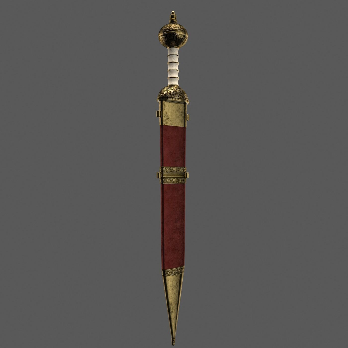 Roman sword with scabbard Low-poly 3D model_11