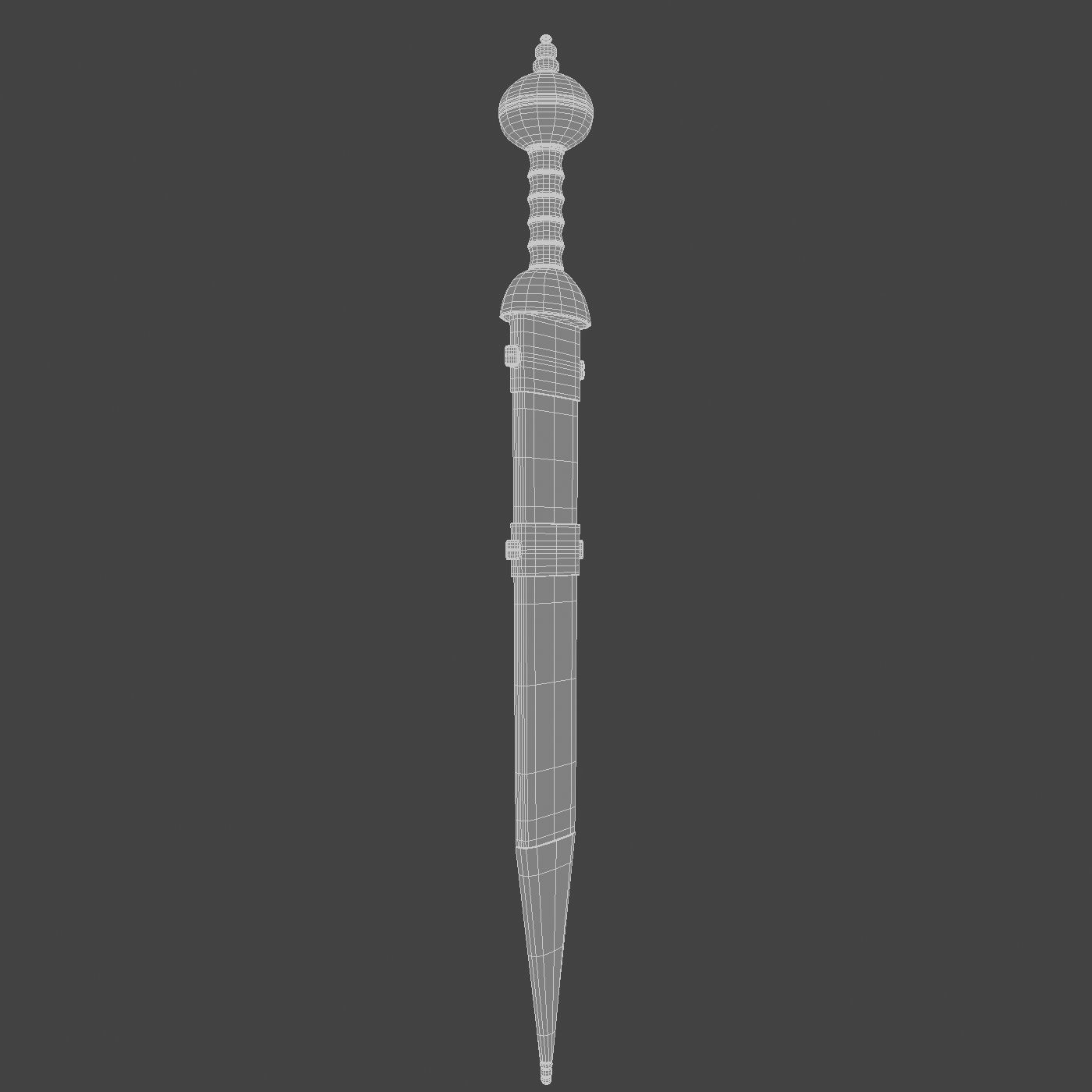 Roman sword with scabbard Low-poly 3D model_30