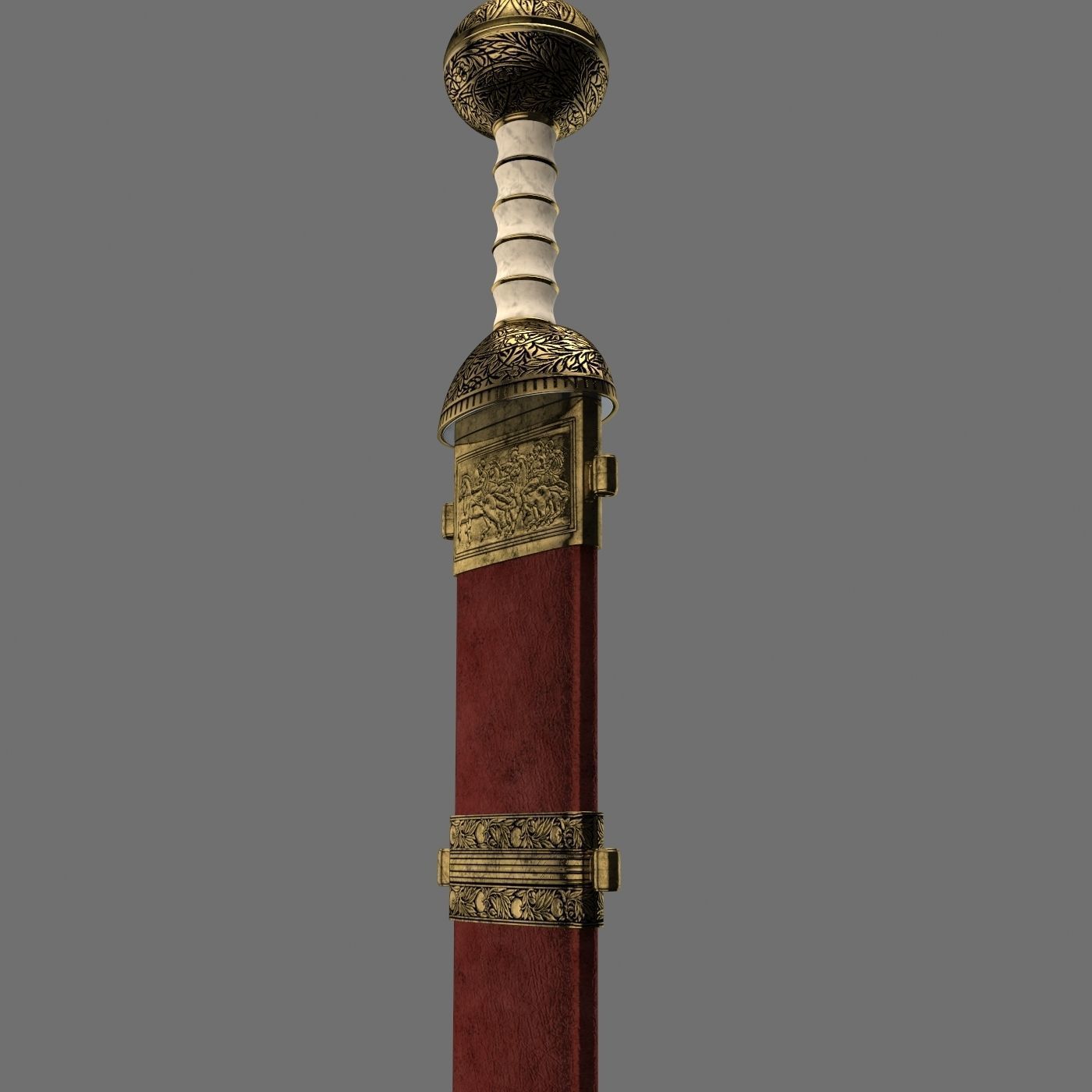 Roman sword with scabbard Low-poly 3D model_24