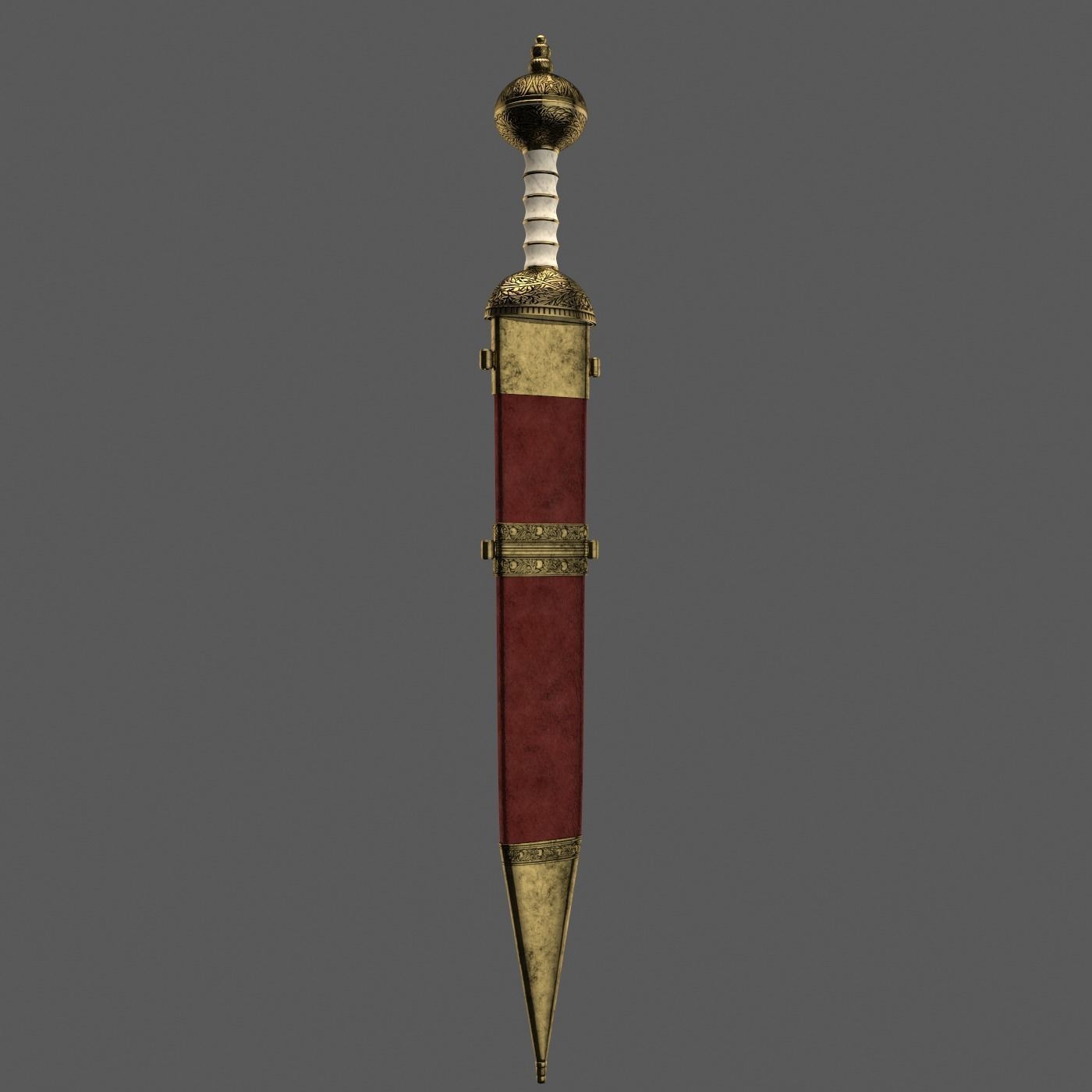 Roman sword with scabbard Low-poly 3D model_12