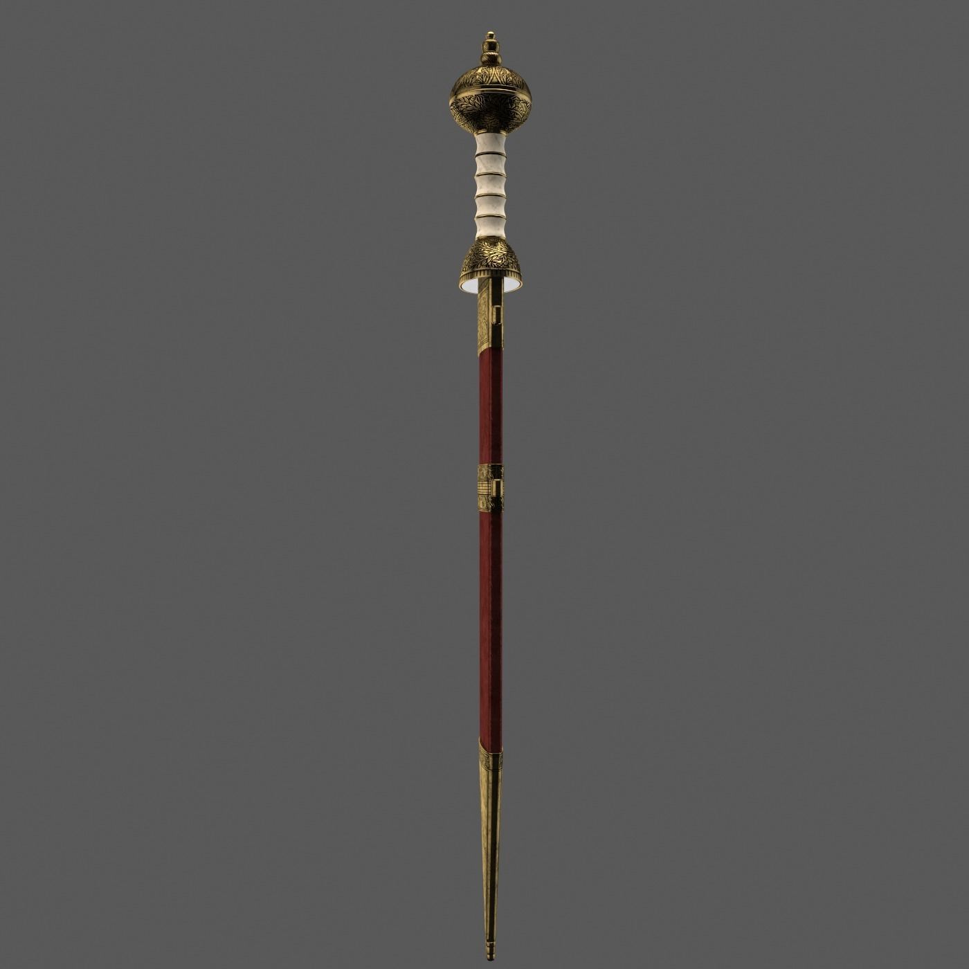 Roman sword with scabbard Low-poly 3D model_6