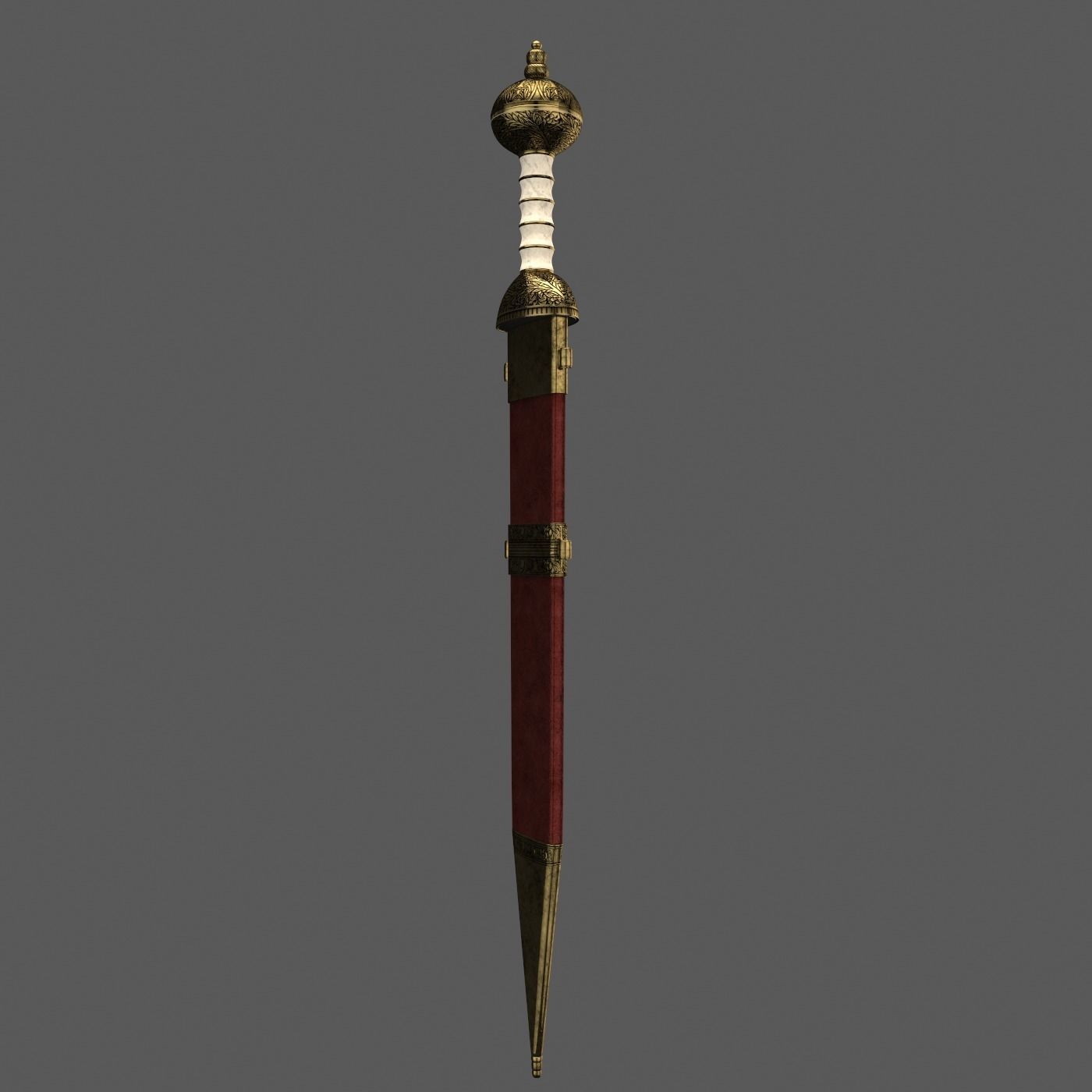 Roman sword with scabbard Low-poly 3D model_16