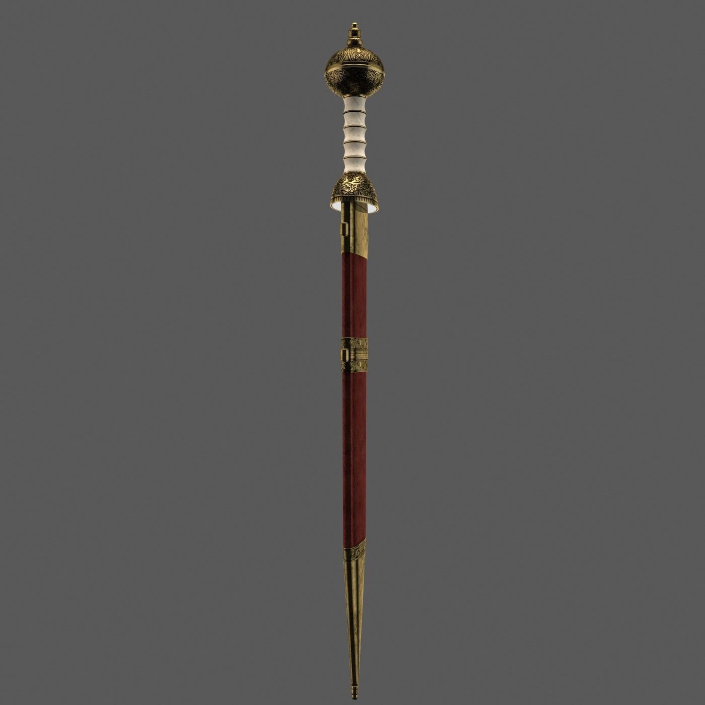 Roman sword with scabbard Low-poly 3D model_8