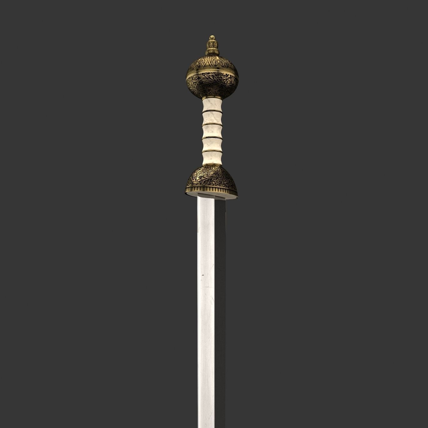 Roman sword with scabbard Low-poly 3D model_37