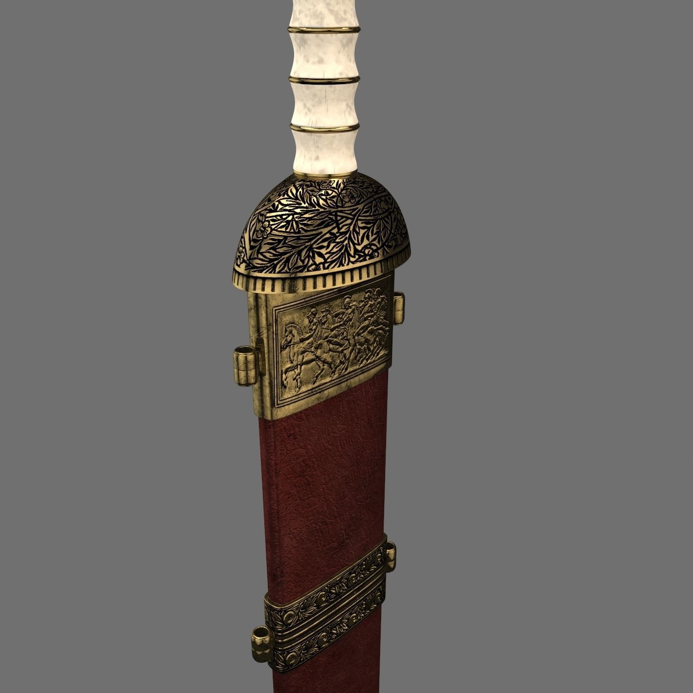Roman sword with scabbard Low-poly 3D model_25
